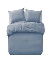 Microfiber Washed Crinkle Duvet Cover & Shams