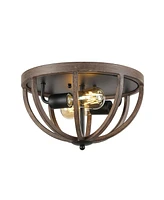 Jonathan Y Darlene 2-Light Rustic Farmhouse Led Flush Mount