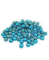 Northlight 96 Count Turquoise Shatterproof 4-Finish Christmas Ball Ornaments