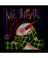 Northlight Led Lighted "Be Merry" Smiling Snowman Christmas Canvas Wall Art