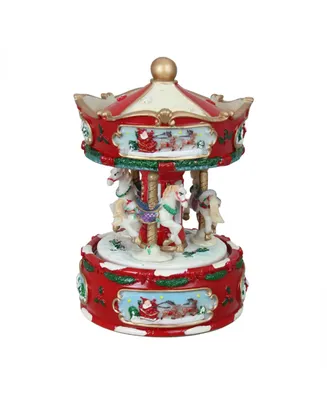 Northlight Animated Musical Carousel with Horses Christmas Music Box Table top Decor