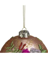 Northlight Floral Applique Glass Christmas Ball Ornament