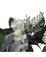 Northlight Iced Hydrangeas berries and Foliage Artificial Christmas Wreath-Unlit