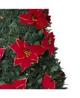 Northlight Pre-Lit Slim Poinsettia Pop-Up Artificial Christmas Tree