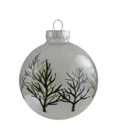 Northlight Count Clear and Frosted Winter Tree Glass Christmas Ball Ornaments