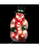 Northlight Lighted Snowman with Broom Christmas Window Silhouette