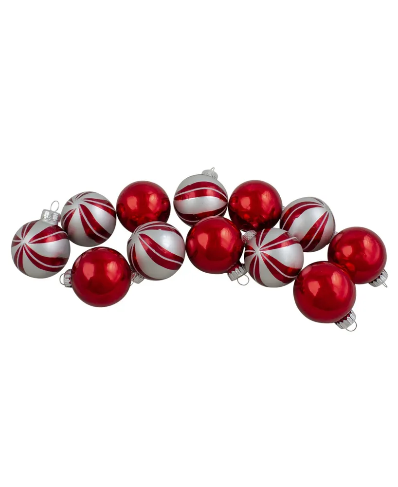 Northlight 12 Count 2-Finish Swirl Glass Christmas Ball Ornaments