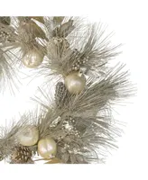 Northlight Unlit Champagne Gold Tone Pomegranate and Apple Pine Needle Christmas Wreath