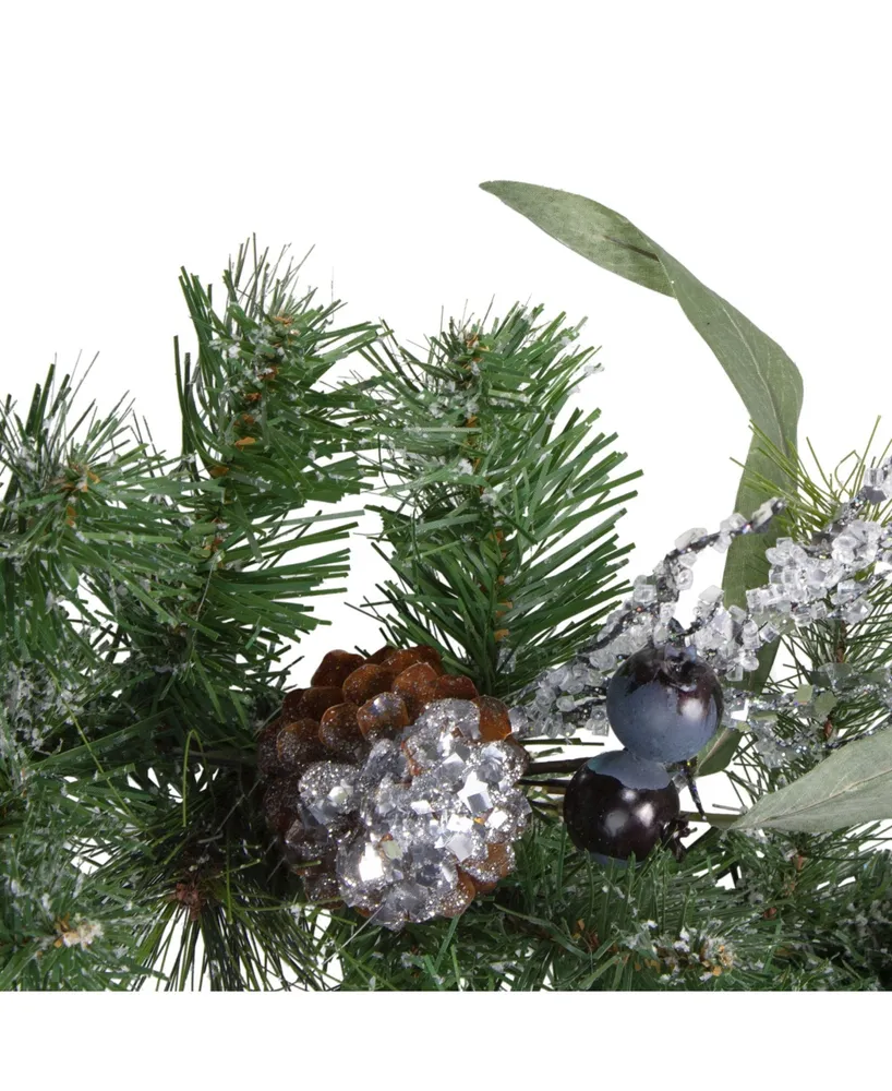 Northlight Unlit Mixed Pine and Blueberries with Ice Twigs Artificial Christmas Garland