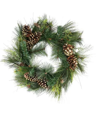 Northlight Unlit Artificial Mixed Pine with Pine Cones and Gold Tone Glitter Christmas Wreath