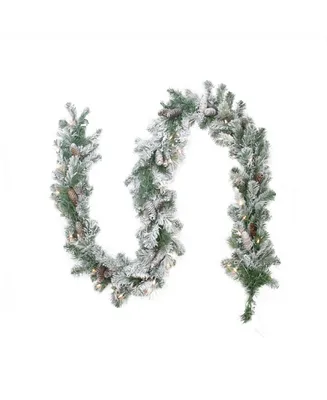 Northlight Pre-Lit Flocked Victoria Pine Artificial Christmas Garland-Clear Lights