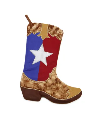 Northlight Shadow Velveteen Texas Flag Cowboy Boot Christmas Stocking