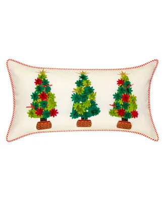 Edie@Home Indoor Outdoor Holiday Potted Christmas Trees Decorative Pillow, 25" x 13"