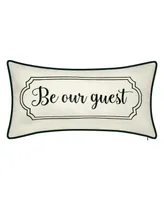 Edie@Home Celebrations "Be Our Guest" Embroidered Decorative Pillow, 25" x 13"