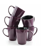 Elama Mulberry 14 Ounce Stoneware Mugs, Set of 6