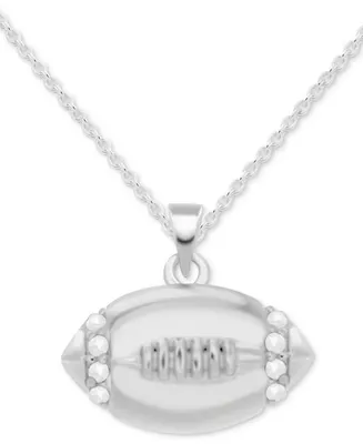 Diamond Football 18" Pendant Necklace (1/10 ct. t.w.) in Sterling Silver