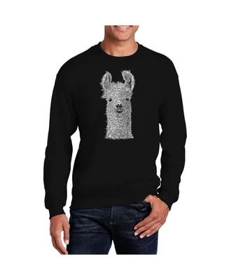 La Pop Art Men's Word Llama Crewneck Sweatshirt