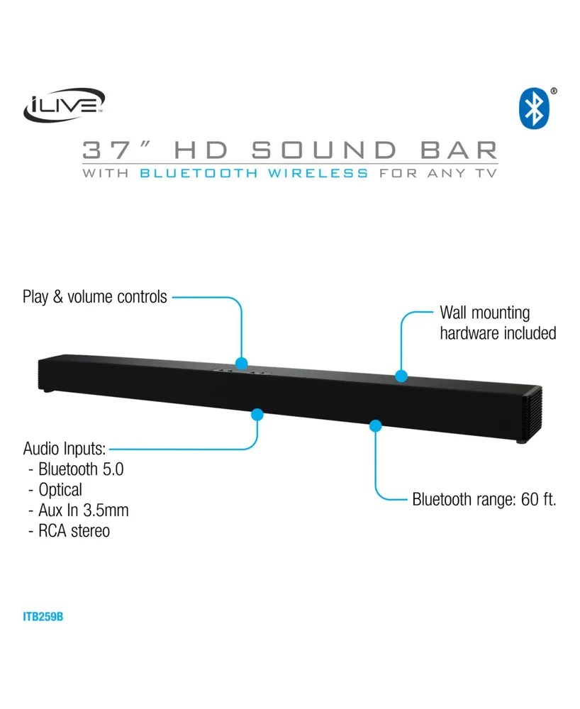 iLive 37" 2.0 Bluetooth Sound Bar, ITB259B