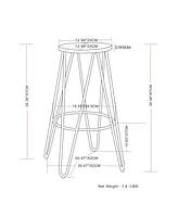 Simpli Home Simeon 26" Metal Counter Height Stool with Wood Seat, Set of 2