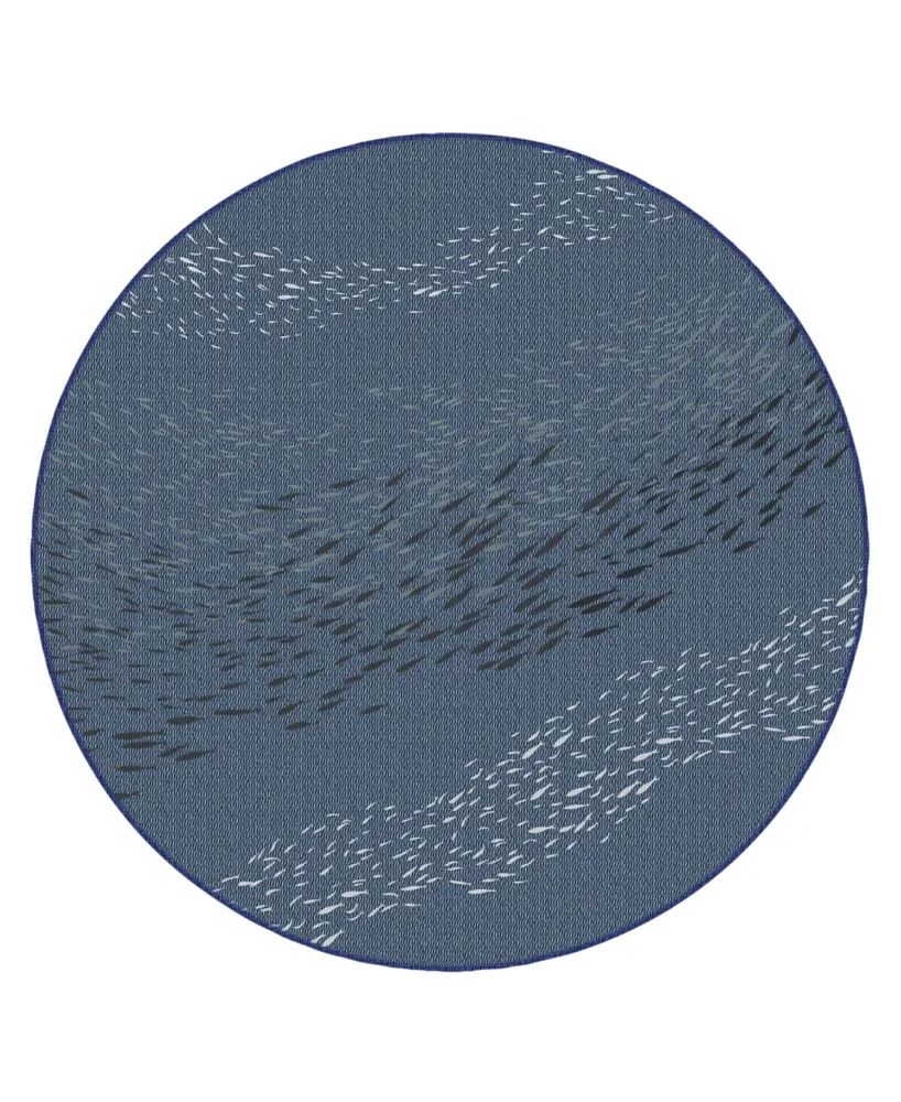 Liora Manne Carmel School of Fish 7'10" x 7'10" Round Rug