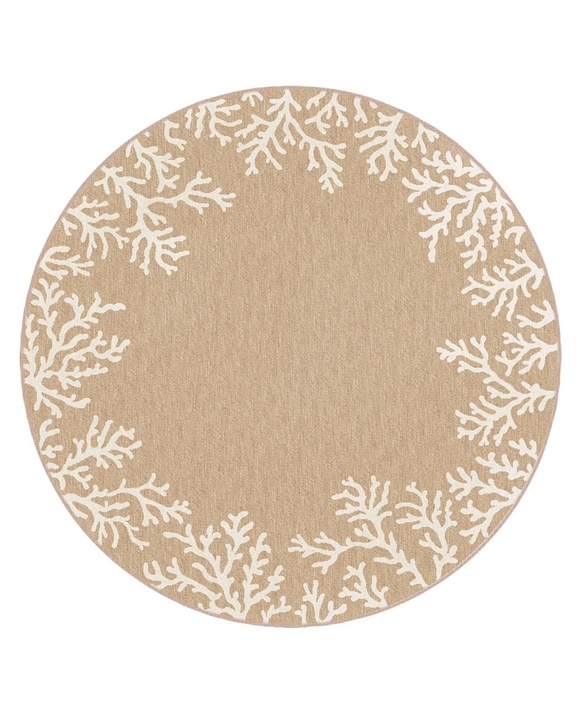Liora Manne' Carmel Coral Border 7'10" x 7'10" Round Rug
