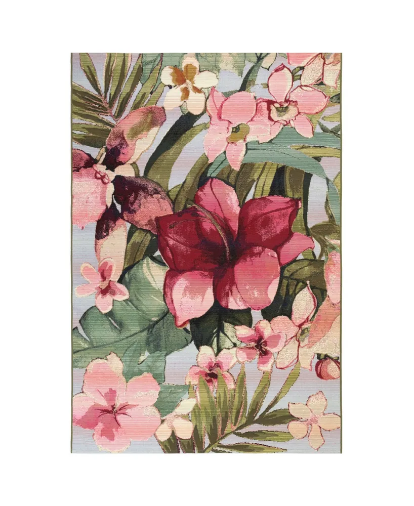 Liora Manne' Marina Tropical Floral Multi 4'10" x 7'6" Outdoor Area Rug