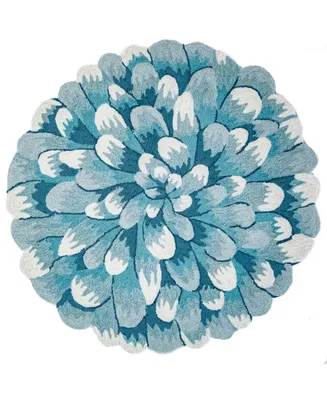 Liora Manne' Frontporch Mum Aqua 5' x Round Rug