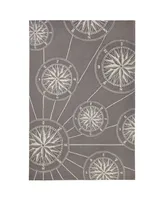 Liora Manne' Frontporch Compass Black and Gray 5' x 7'6" Outdoor Area Rug