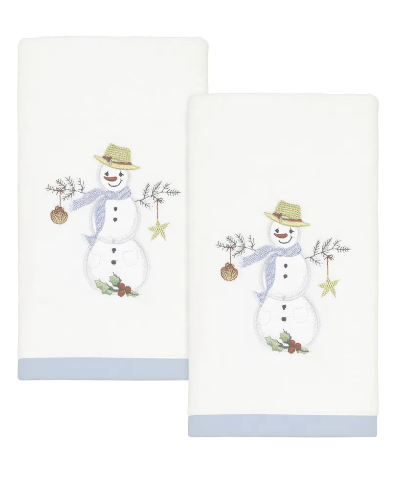 Avanti Coastal Snowman Cotton 2-Pc. Fingertip Towel Set, 11" x 16"