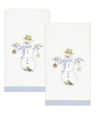 Avanti Coastal Snowman Cotton 2-Pc. Fingertip Towel Set, 11" x 16"