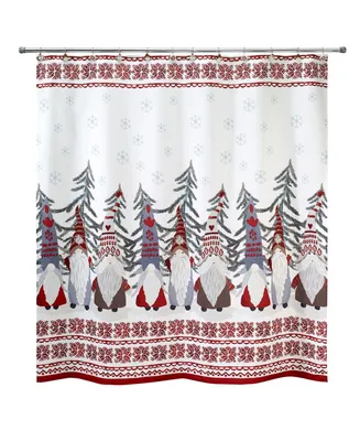 Avanti Christmas Gnomes Holiday Printed Shower Curtain, 72" x 72"