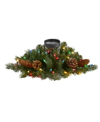 Nearly Natural Flocked and Glittered Artificial Christmas Pine Candelabrum with 35 Lights and Pine Cones
