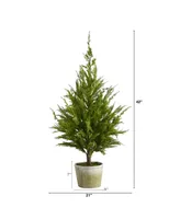 Nearly Natural Cedar Pine "Natural Look" Artificial Tree in Decorative Planter