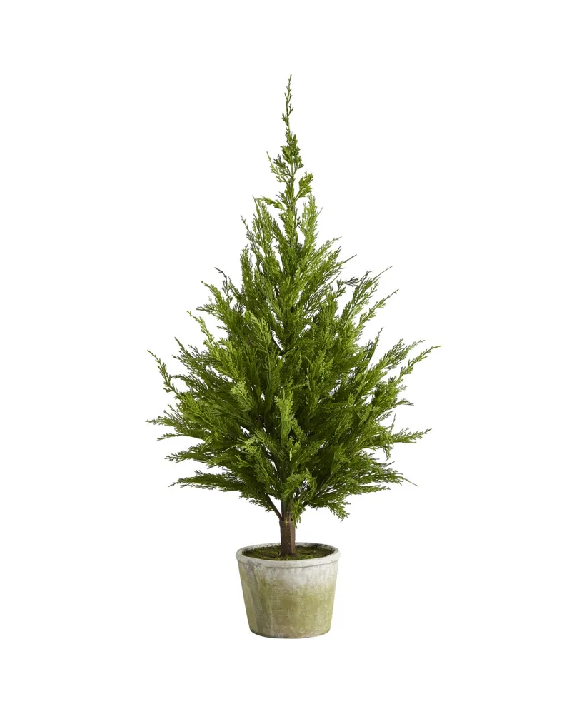 Nearly Natural Cedar Pine "Natural Look" Artificial Tree in Decorative Planter