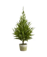 Nearly Natural Cedar Pine "Natural Look" Artificial Tree in Decorative Planter