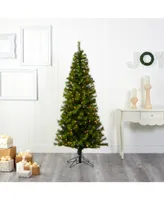 Nearly Natural Valley Pine Artificial Christmas Tree with 300 Warm Led Lights and 579 Bendable Branches