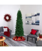 Nearly Natural Slim Mountain Pine Artificial Christmas Tree with 300 Clear Led Lights