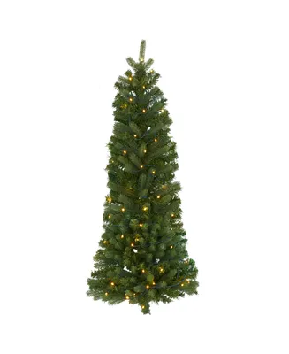 Nearly Natural Flat Back Wall Hanging Artificial Christmas Tree with 50 Clear Led Lights