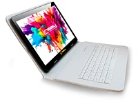Linsay New 10.1" Tablet Octa Core 128GB Bundle with Exclusive Luxury White Crocodile Style Keyboard Newest Android 14