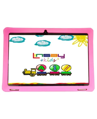 Linsay New 10.1" Kids Tablet Octa Core 128GB with Pink Kids Defender Case Newest Android 13