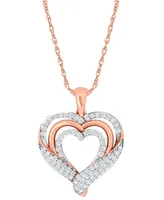 Diamond Wrapped Heart Pendant Necklace (1/2 ct. t.w.) in 14k Rose Gold-Plate Sterling Silver - Rose Gold