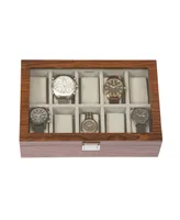 Mele Co. Jayson Glass Top Wooden Watch Box in Mahogany Finish