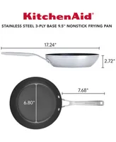 KitchenAid 3-Ply Base Stainless Steel 9.5" Nonstick Induction Frying Pan