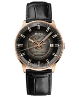 Mido Men's Swiss Automatic Commander Gradient Black Leather Strap Watch 40mm