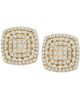 Wrapped in Love Diamond Cushion Cluster Stud Earrings (1 ct. t.w.) in 14k Gold, Created for Macy's