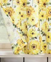 No. 918 Sunny Sunflower Print Semi-Sheer Rod Pocket Kitchen Curtain Valance and Tiers Set, 54" x 24"