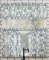 No. 918 Barker Geometric Semi-Sheer Rod Pocket Kitchen Curtain Valance and Tiers Set