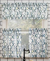 No. 918 Barker Geometric Semi-Sheer Rod Pocket Kitchen Curtain Valance Tiers Set