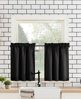 Martine Microfiber Semi-Sheer Rod Pocket Kitchen Curtain Valance and Tiers Set