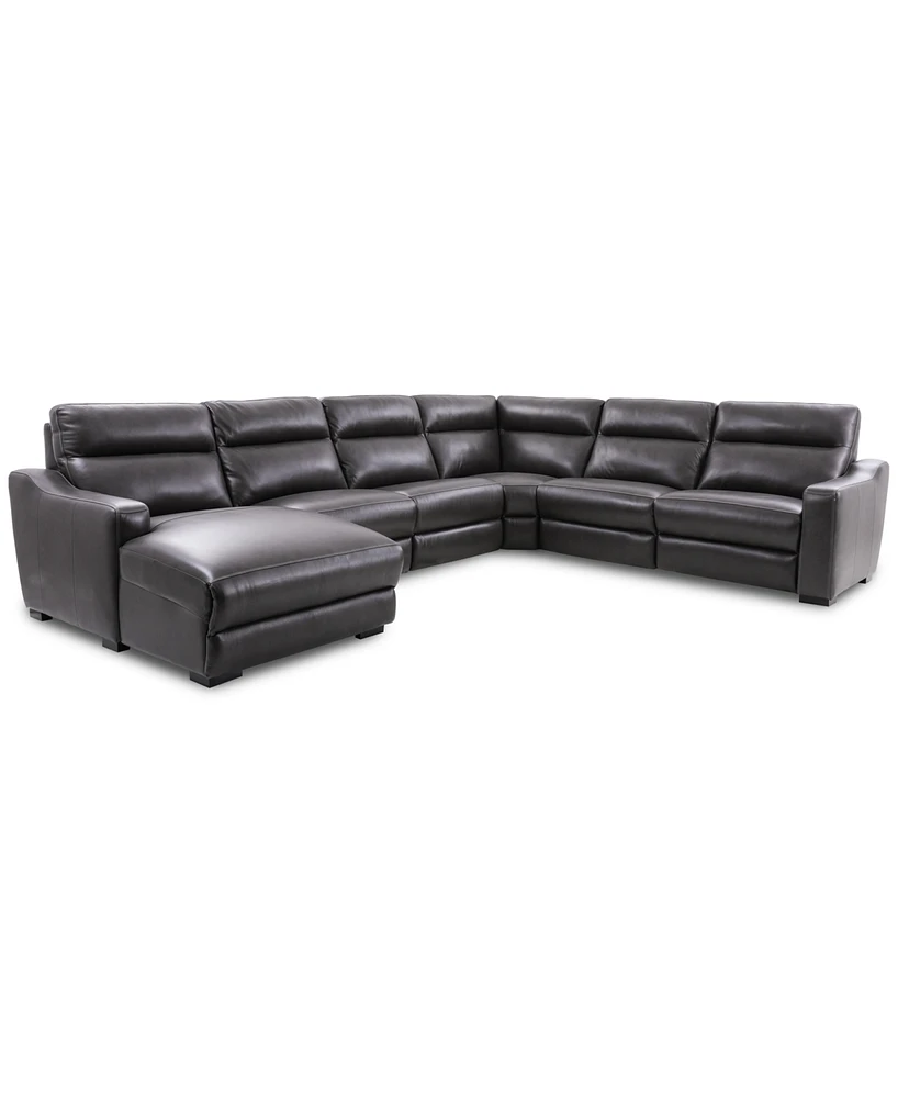 Gabrine -Pc. Leather Sectional with 2 Power Headrests & Chaise